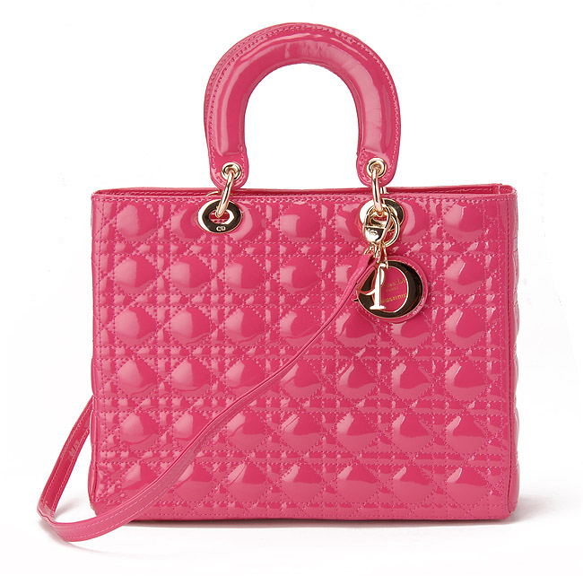 DIOR-Lady Dior-6323-ro-go 經典菱格紋漆皮手提包