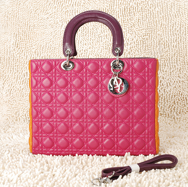 DIOR-Lady Dior-6323-ro-or-go 經典菱格紋羊皮手提包