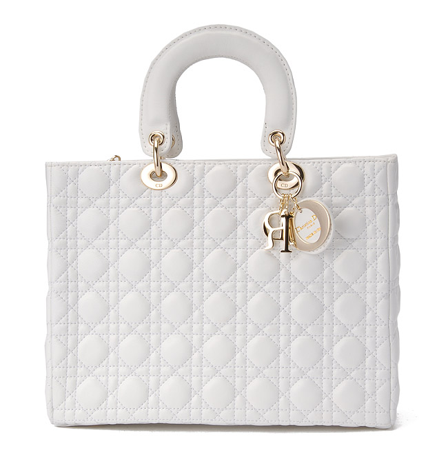 DIOR-Lady Dior-6323-wh-go 經典菱格紋羊皮手提包