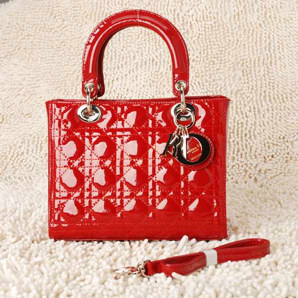 DIOR-Lady Dior-6325-re-si-q 經典菱格紋漆皮手提包