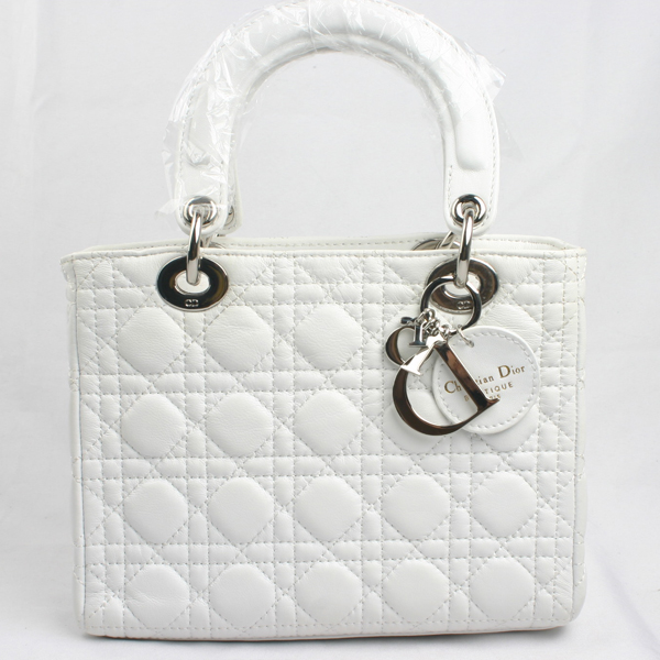 Dior-6322-white 經典菱格紋羊皮手提包
