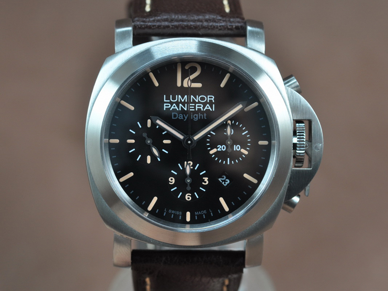 沛納海 Watches Daylight SS/LE 黑 文字盤 A-7750 Chrono 自動機芯 搭 載  