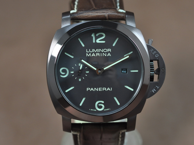沛納海 Watches Luminor Marina 44mm 咖啡色 Case 黑 文字盤 Asia 自動機芯 搭 載 21J