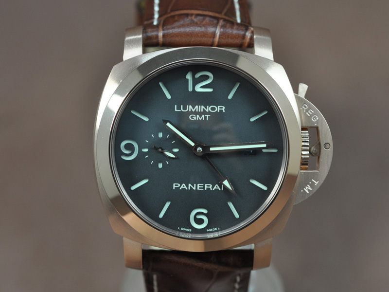 沛納海 Watches Luminor Marina GMT 44mm SS/LE 黑 文字盤 Asia 自動機芯 搭 載 21J