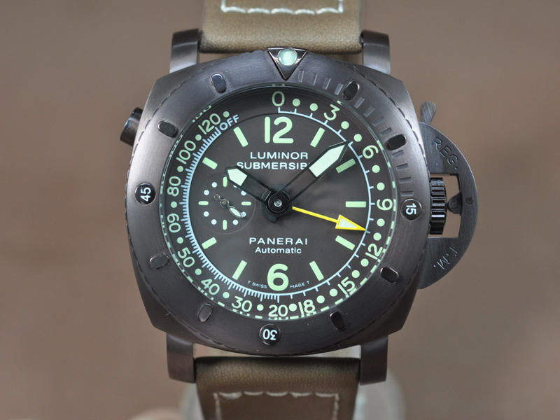 沛納海 Watches Submersible GMT 47mm 咖啡色/LE 咖啡色 文字盤 自動機芯 搭 載 
