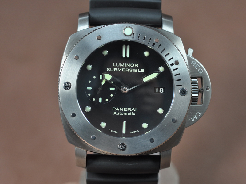 沛納海 Watches Submessible 47mm Ti/RU 黑 文字盤 A-7750 自動機芯 搭 載 